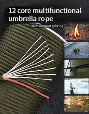 Fishing Metal Fire Rope 100M Outdoor Camping Survival Tool Parachute Cord New
