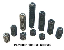 1/4-20 CUP POINT SET SCREWS STEEL 3/16 1/4 5/16 3/8 1/2 5/8 3/4 7/8 1 1-1/4 -25p