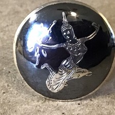 Antique Sterling Silver Siam Niello Men’s Large Cufflinks Dancer ~CF2~