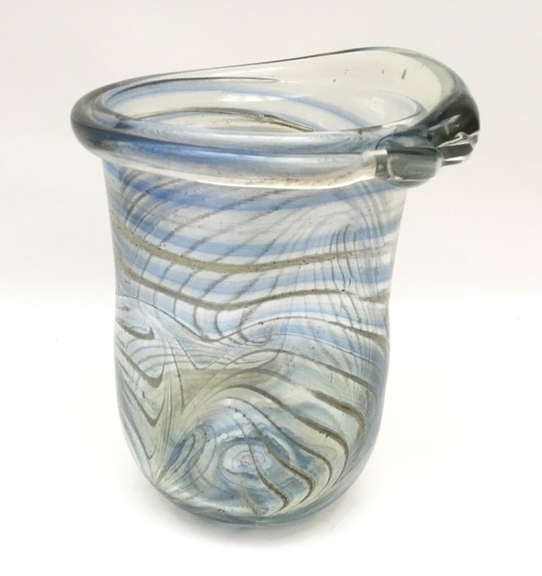 Brian Brim Hawaii Hand Blown Art Glass Vase 7” Signed Art Blue/Gold eBay