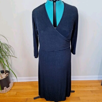 Vtg 90s BLACK SLINKY KNIT FAUX WRAP FIT FLARE DRESS WOMEN Size XL Retro Goth | eBay Vtg 90s BLACK SLINKY KNIT FAUX WRAP FIT FLARE DRESS WOMEN Size XL Retro Goth | eBay