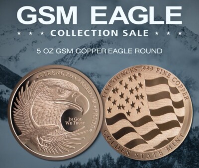 純銅　イーグル　Pure Copper Eagle Coin 1 oz Copper Eagle and Shield Round New - Provident Metals