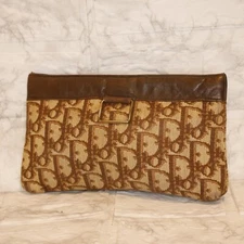 Christian Dior Trotter Canvas leather Pouch Brown from japan 294