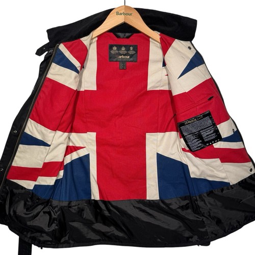 Barbour International Antique Union Jack Wax Jacket Womens Slim UK 6 Black - Picture 8 of 18