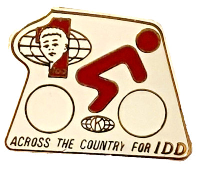 Kiwanis Inter. ''Riding Across The Country For IDD'' Disabilities Lapel Pin
