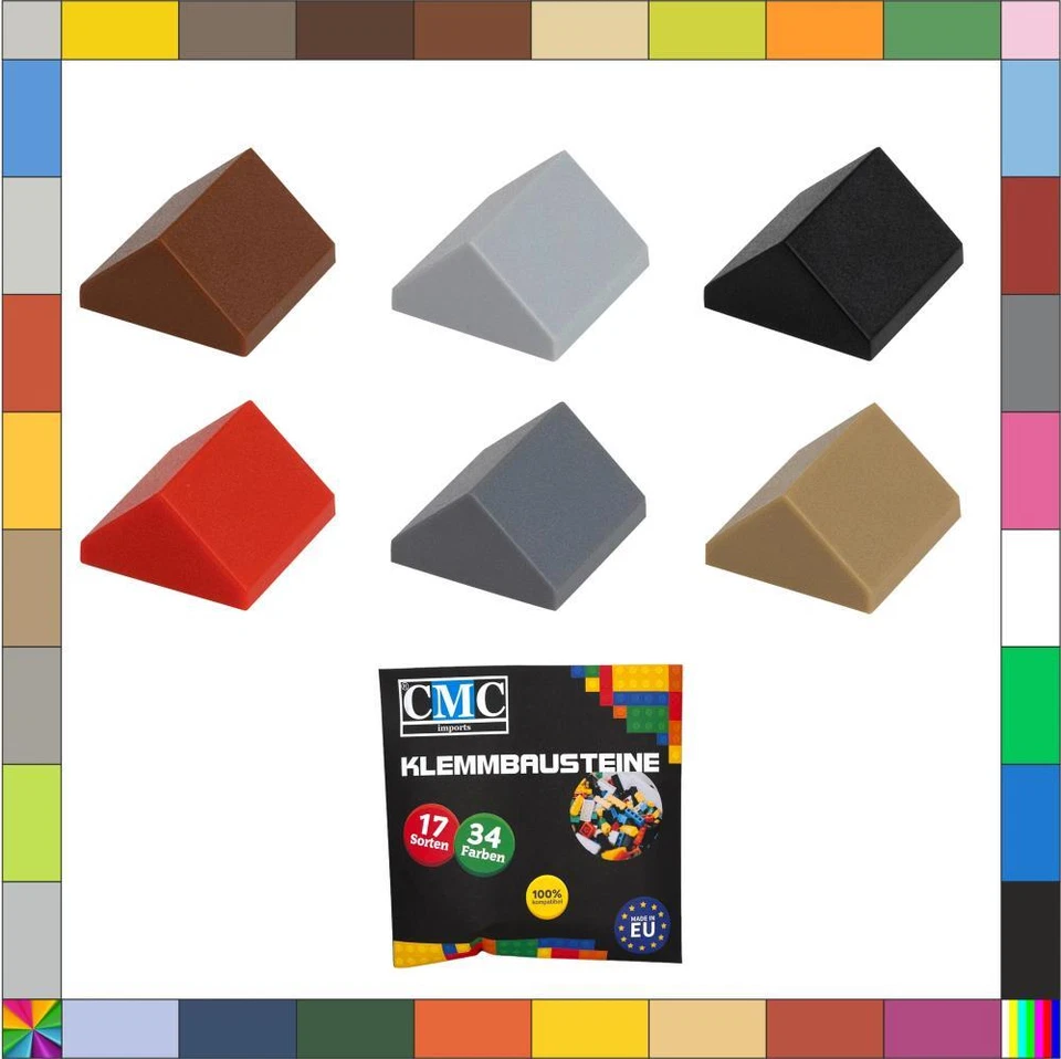 CMC 50 Roof Dach-Baustein Klemmbausteine 2x2 Noppen Bricks Steine Ridged Tile 45°