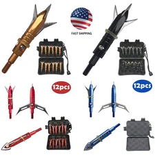 12pcs Broadheads Retracted 402 Stainless Steel Blade Compound Bow Crossbow Piont