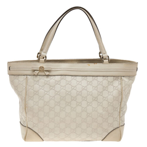 Gucci Light Beige Guccissima Leather Medium Mayfair Bow Tote - Picture 1 of 10