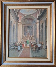 Quadri Antichi.Maresca Serra, La chiesa; tempera su legno;solo pannello cm 24x30