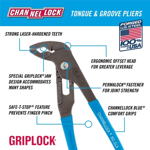 Channellock Griplock Pinza Utilitaria 6 Pollici Impugnatura Ergonomica Comfort Multi Forma - Foto 2 di 7