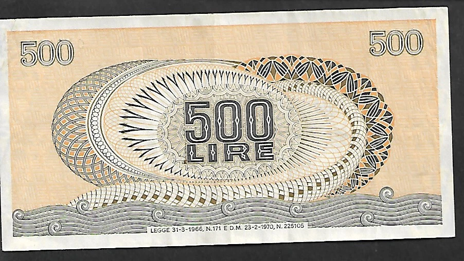 23379) REPUBBLICA ITALIANA BANCONOTA 500 LIRE " ARETUSA " 1970 FDS - Bild 2 von 2