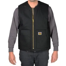 Ben Davis Men's Vest 10.5 0z. Heavy Duty Twill Shell Ribbed Collar Workwear Vest