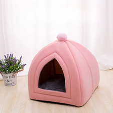 Winter Warm Dog Nest Semi Enclosed Cat House Super Soft Foldable Plush Pet House