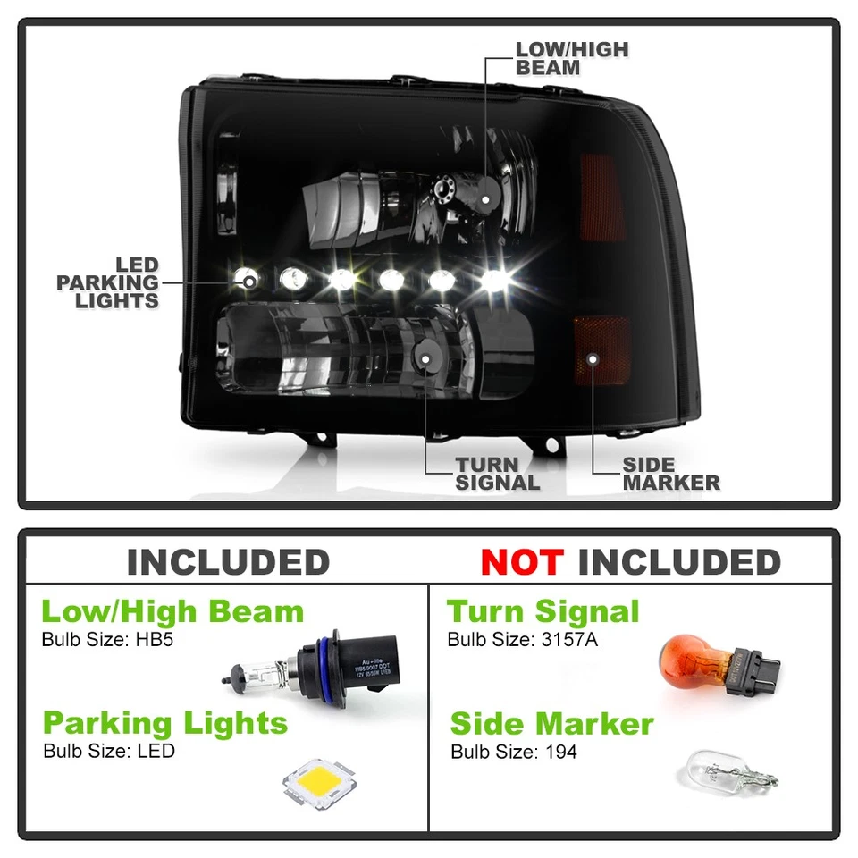 Faros LED de excursión Blk Smoke 1999-2004 Ford F250/F350/F450 Superduty 00-04 Foto 4 de 4