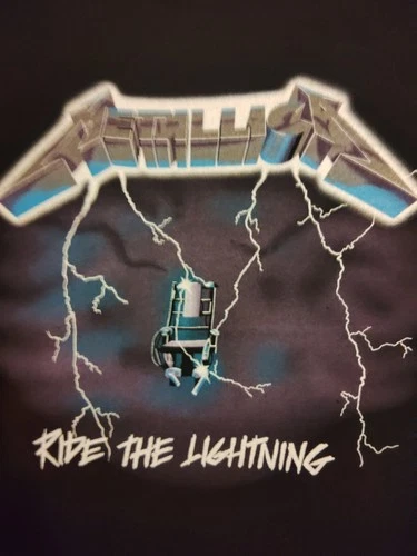 Metallica 1994 Vintage Ride the Lightning Band T-Shirt Black, Size XL