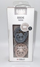Bibs 2-pack of Boheme natural rubber pacifiers in size 1, BPA free