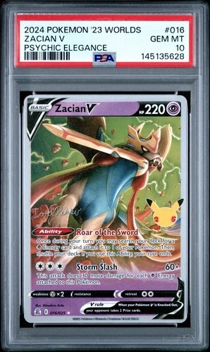 PSA 10 - Zacian 016/025 25th Celebrations Worlds 2023 Pokemon TCG POP 5
