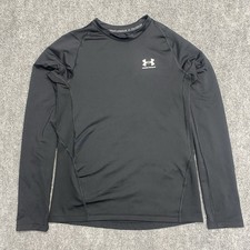 Under Armour ColdGear Shirt Boys Fitted Black Performance Long Sleeve Size Large