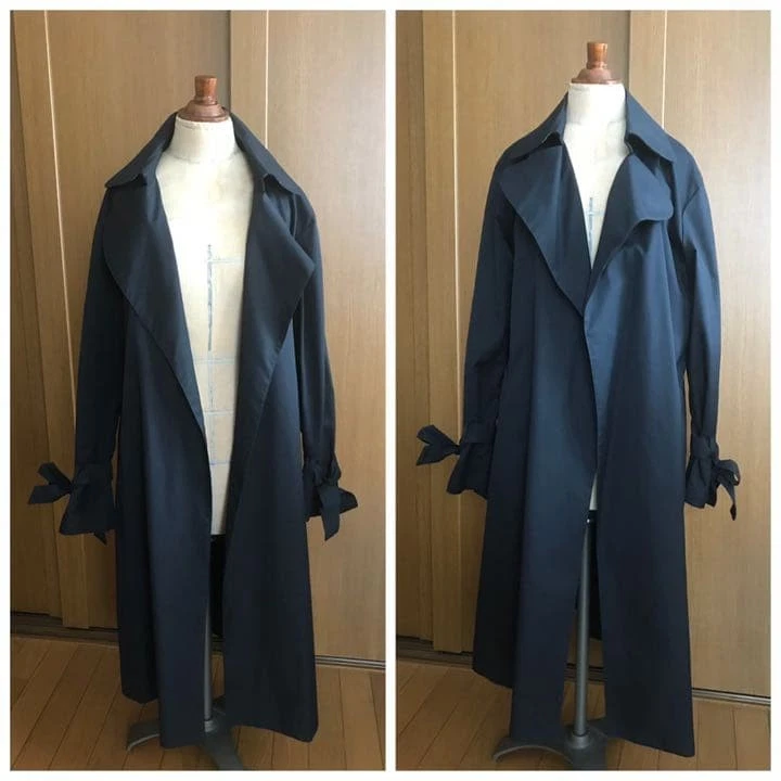 Gabardina para mujer Burberry Blue Label azul marino cuello floral manga cinta #EK ABA Foto 2 de 4