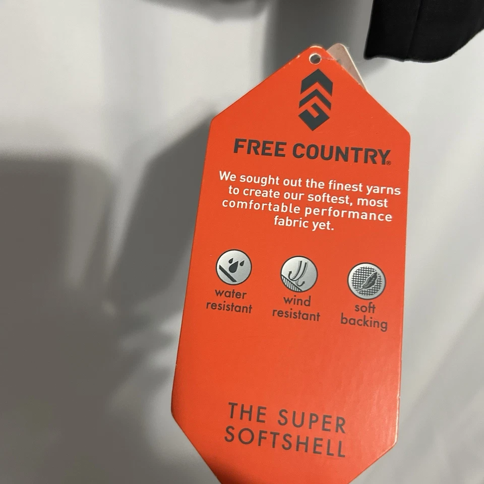 Free Country Men's Super Softshell Size Large Black Full Zip Jacket Pockets NWT - Image 4 of 4