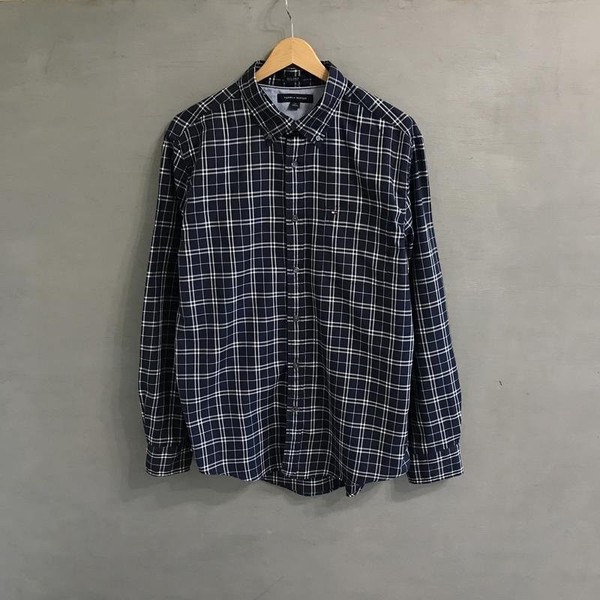 Men Tommy Hilfiger Shirt Navy Cotton 40 /L / 48 #1UIG