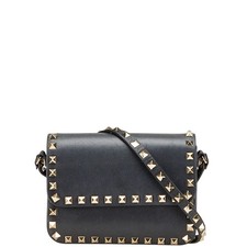 Valentino Rockstuds Leather Shoulder Bag Women Black One Size