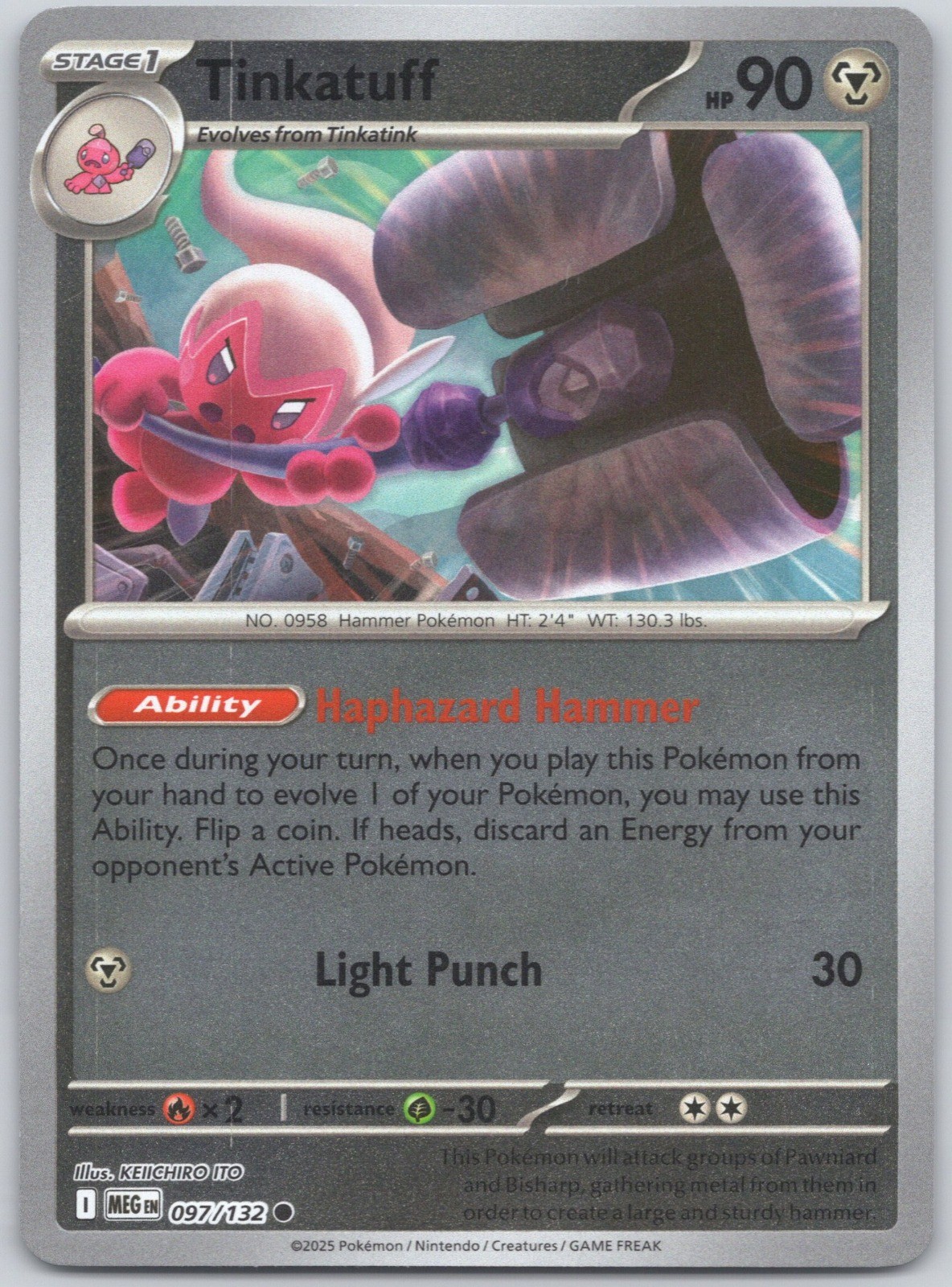 Tinkatuff Reverse Holofoil Common ME01: Mega Evolution 097/132 NM