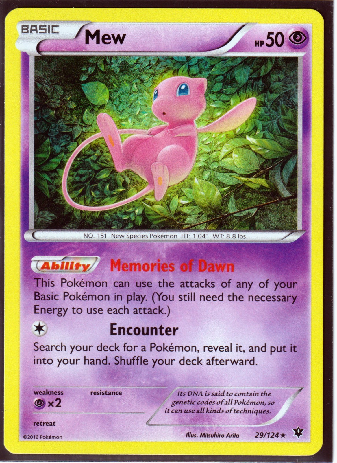2016 POKEMON MEW 29/124 FATES COLLIDE-RARE- HOLO-NM/LP (Excellent)