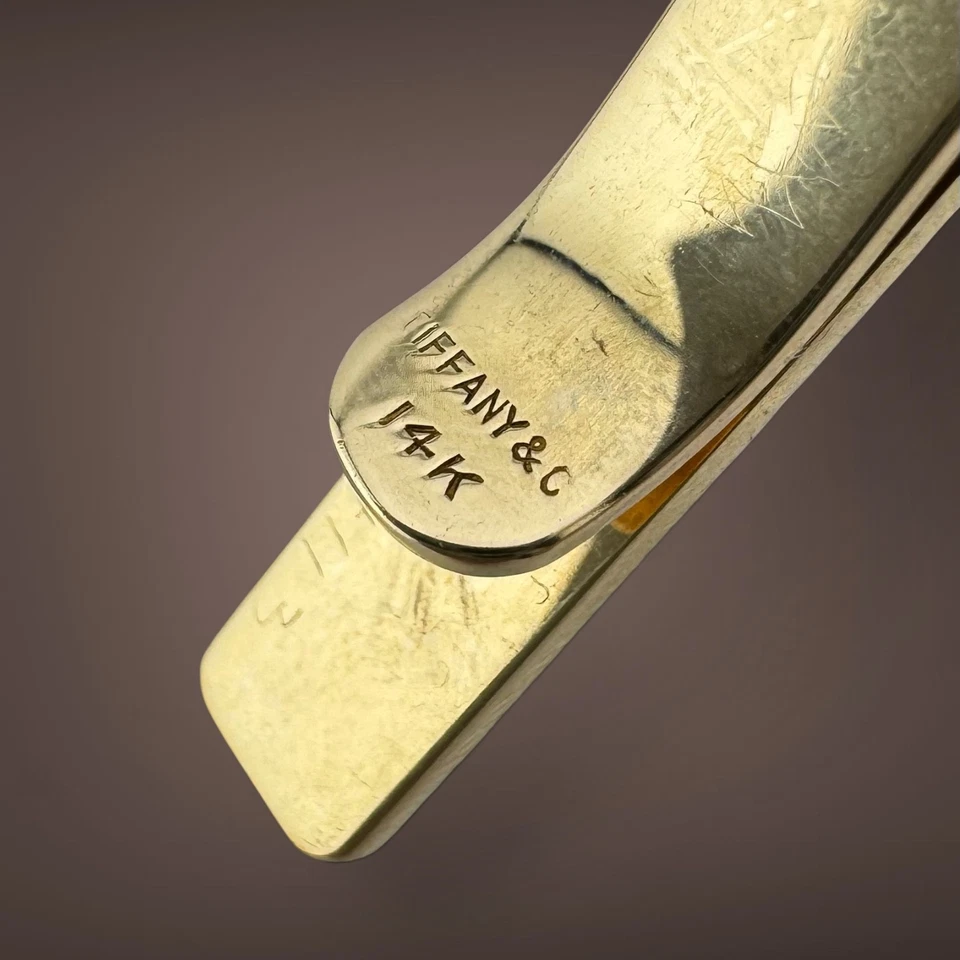 Vintage Tiffany & Co. 14K Yellow Gold Nugget Tie Bar Clip 7.66g 5.8mm wide - Image 4 of 4