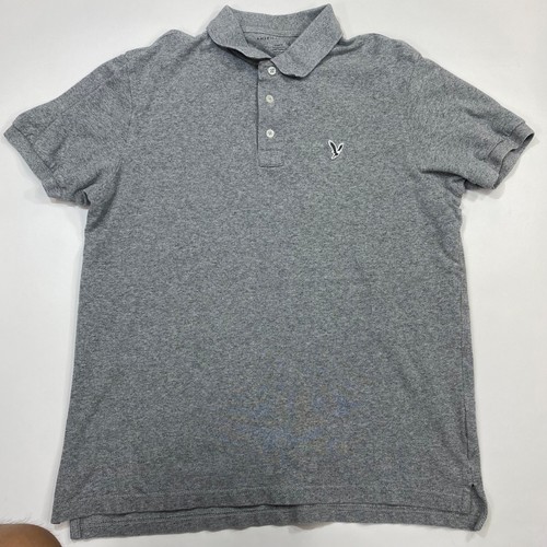 American Eagle Men's Gray Button Short Sleeve Polo Shirt Size M