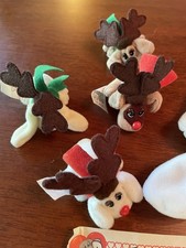 Vintage Christmas Pound Puppies Plush 4 Mini mom Reindeer Dogs 90s w adopt cert