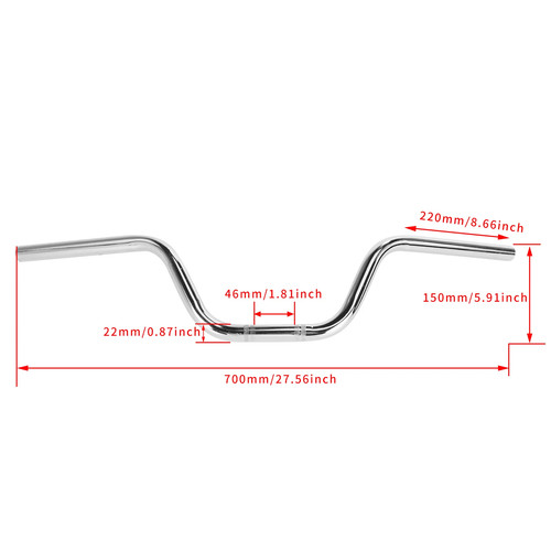 Motorcycle Handlebar 22mm 7/8" Retro Drag Iron Hand Bar Street Bike Easy Install - Picture 12 of 13