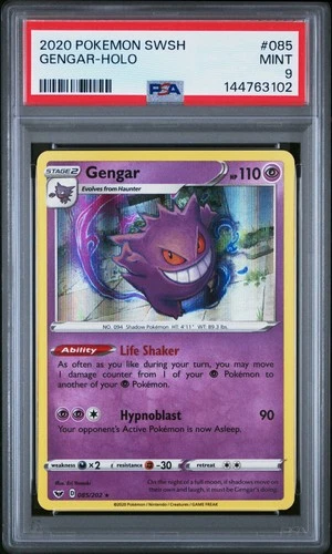2020 POKEMON SWORD & SHIELD #085 GENGAR-HOLO PSA 9