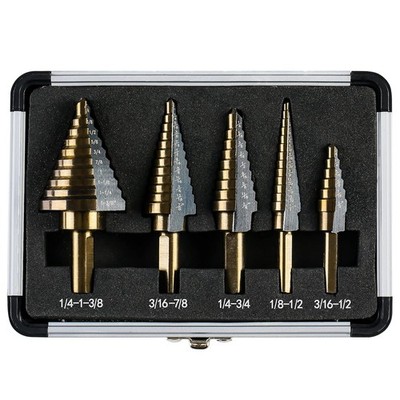IRONANT Step Drill Bits, 5PCS HSS Titanium Bit Set, 50 Straight 