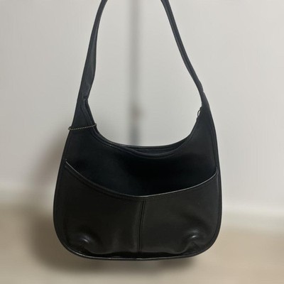 Old Vintage Coach 9033 Black Leather Ergo Pocket Zip Hobo Shoulder