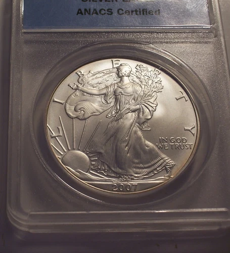 American Silver Eagle, 2007 West Point. ANACS SP 70. One Ounce of Silver.