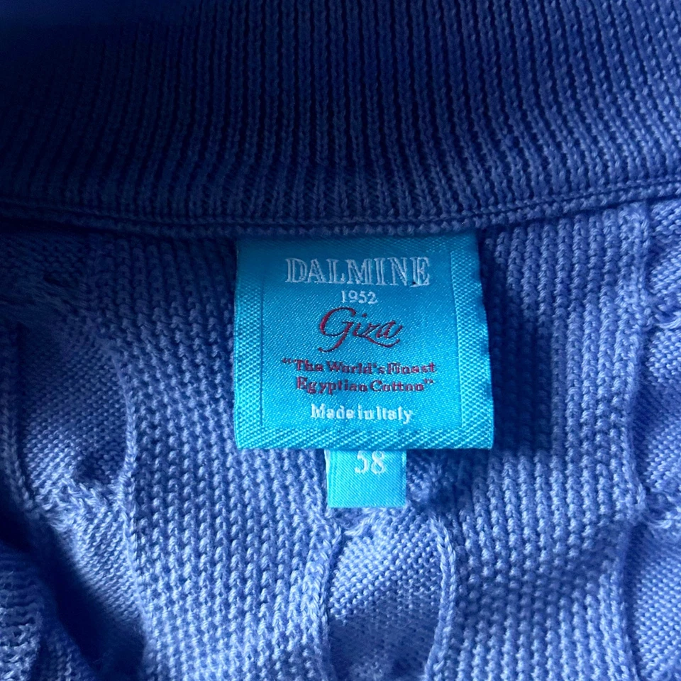 Suéter Dalmine GIZA Algodón Egipcio Para Hombre Azul Nudo con Cable Talla XXL Italia Foto 2 de 4