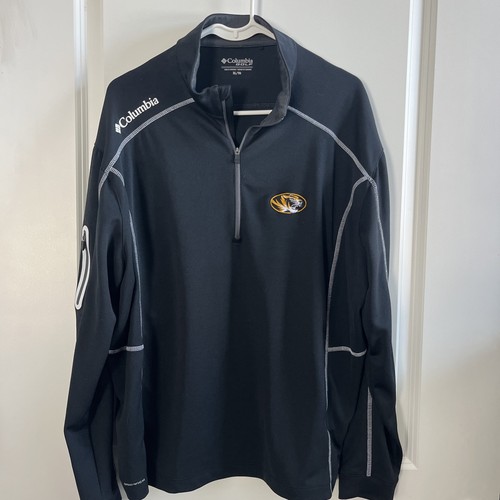 MU Mizzou Missouri Tigers 1/4 Zip Logo 1/4 Zip Men's Columbia Golf Black EUC
