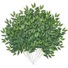21.6'' Artificial Italian Ruscus Greenery Stems, 16Pcs Fake Green Leaves Deco...
