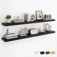 48Inch Floating Shelves for Wall, Rustic Wooden 48 Inch, Set of 2 Black