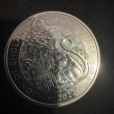 2022 UK Tudor Beasts The Lion Of England 2 Oz Silver Bullion Coin In Capsule