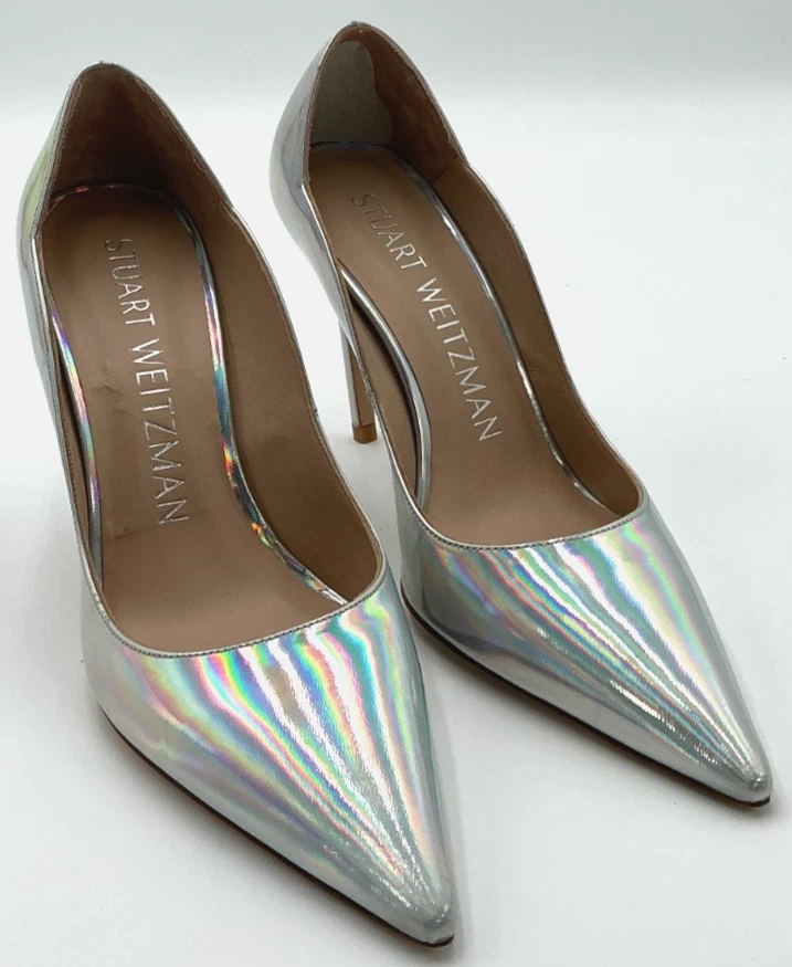 Zapatos de salón Stuart Weitzman de vieira iridiscente para mujer talla 7 plateados Foto 3 de 4