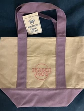 Trader Joe’s Mini Canvas Tote Bag - Pastel Purple NWT -IN HAND & READY TO SHIP