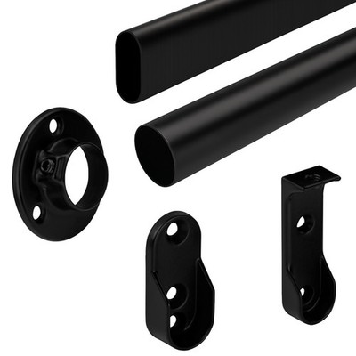 Schrankstange Garderobenstange Kleiderstange 600 - 1160 mm schwarz SOTECH
