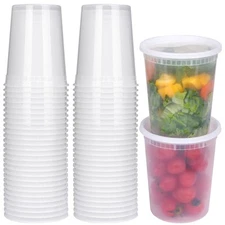 60 Sets 32 Oz Soup Containers with Lids, Deli Containers with Lids, Heavy-Dut...