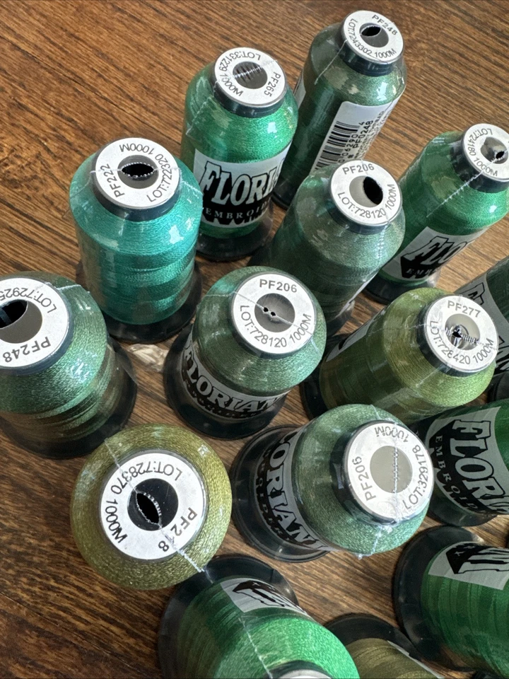 Lot of 18 Sealed FLORIANI Embroidery Thread Spools 1000m each VRTY Of Dark Green - Image 4 of 4