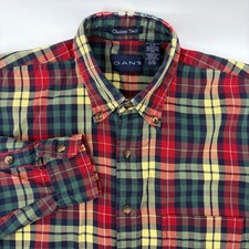 Gant Chelsea Twill Mens Large Plaid Button Down Shirt Multi-Color Long Sleeve