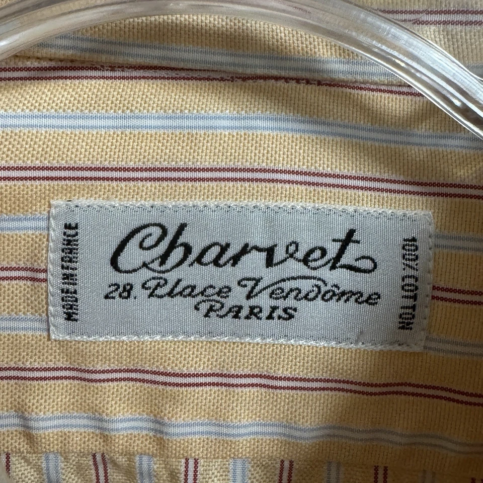 Charvet платье рубашка мужская большой в полоску 16 40,5 Франции хлопок Mr Porter - Изображение 4 из 4