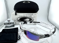 OAKLEY FLAK JACKET XLJ WHITE TEXT W/  POSITIVE RED IRIDIUM SUNGLASSES 24-026