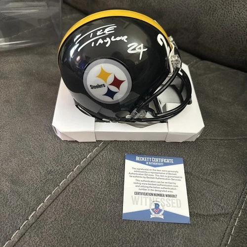New ListingPittsburgh Steelers signed autographed mini helmet Ike Taylor Beckett COA